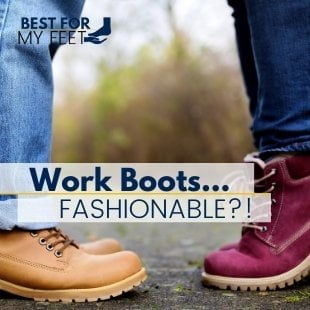 two people in the park wearing casually some fashionable work boots