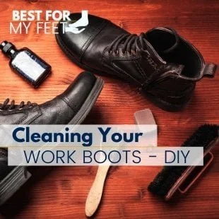 a pair of work boots that are looking like new now after been cleaned at home using product we all have in the house