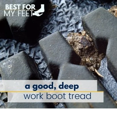 a sole tread showing how deep a non slip work boot sole tread should be in order to keep you safe from slipping and falling
