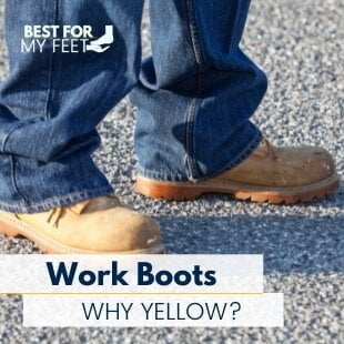 a construction worker wearing yellow work boots