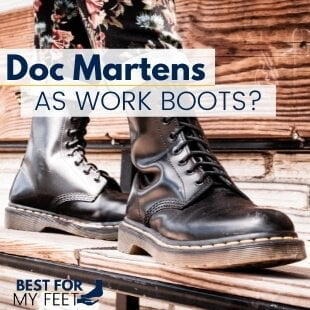 a person working wearing a pair of safety boots from doc martens