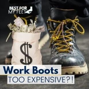 a worker wearing a pair of an expensive pair of work boots
