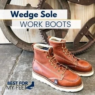 a pair of wedge sole work boots from the brand called Thorogood