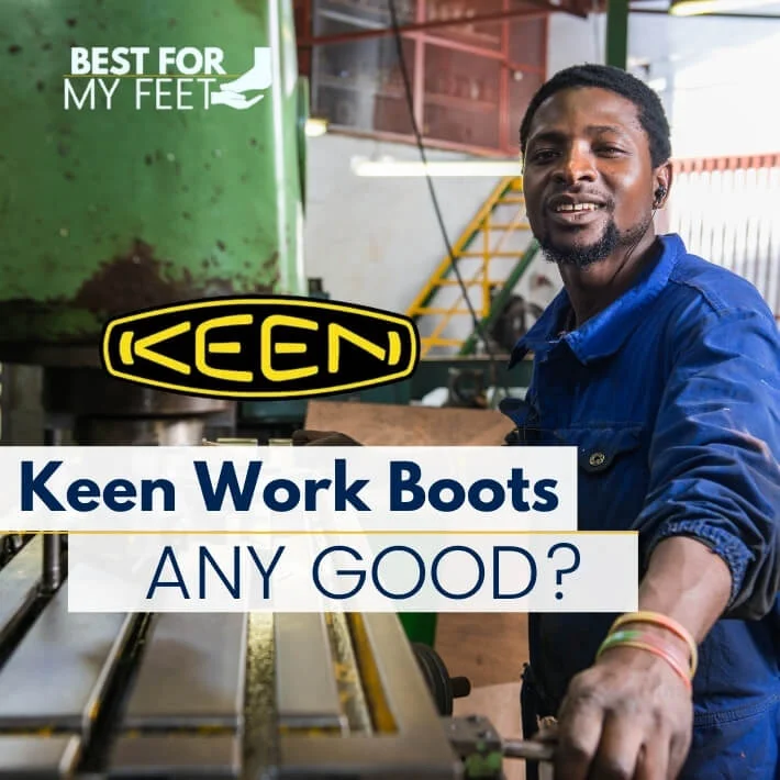 an industrial worker wearing a pair of keen work boots