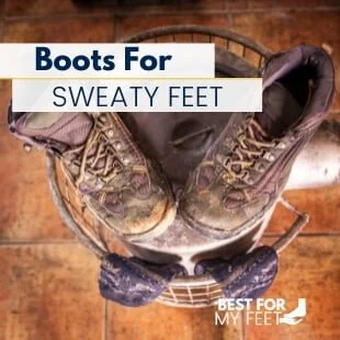 a pair of soaked work boots and a pair of sweaty socks