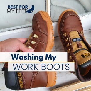 a wet pair of my safety work boots after being washed