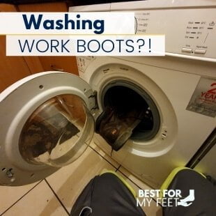 myself putting my work boots in the washing machine