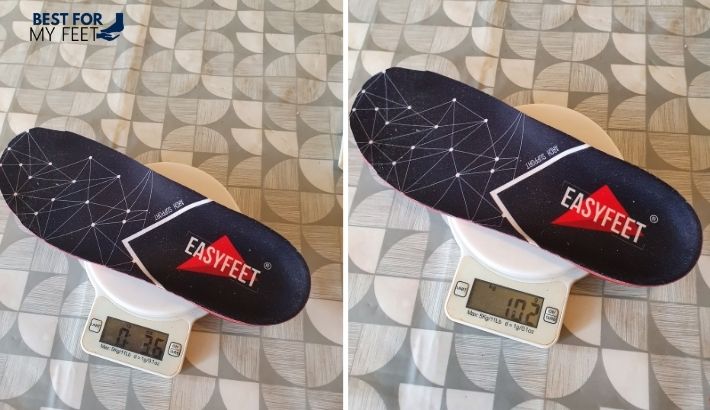 the weight of easy feet insoles
