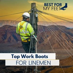 a lineman working on a power line after climbing the pole