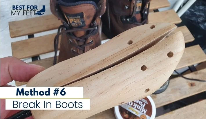 a wooden boot stretcher I've used on my timberland pit boss work boos trying to make the leather less stiff.