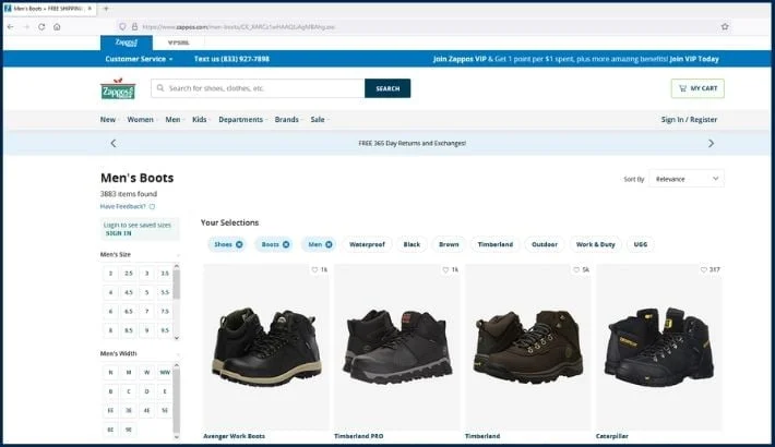 looking to see if zappos.com sell working boots