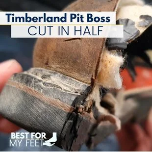 cutting in half my Timberland pit boss steel toe cap boots to see what's inside and how are they made.