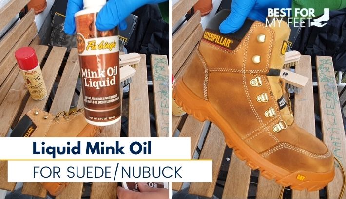 a bottle of mink oil I've used to oil and condition my suede/nubuck leather work boots.