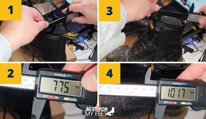 how wide is the shaft of dr martens icon work boots