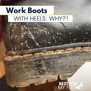 showing my pair of work boots that come with raised heel.