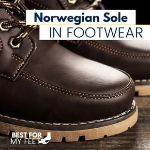 a pair of boots made using the Norwegian welt sole construction method.