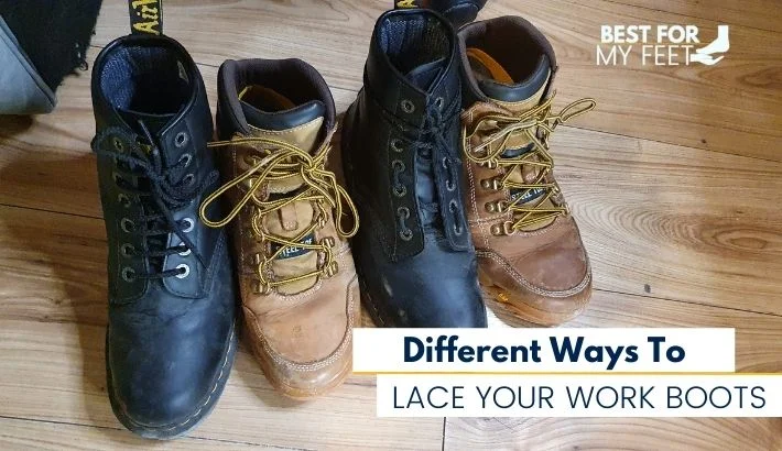 Here I'm showing how to tie a pair of work boots and for this example, I'm using 2 of my steel toe work boots.