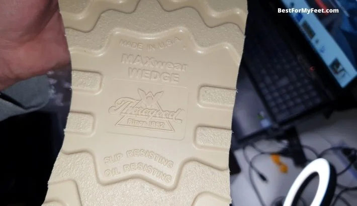 MaxWear wedge sole of the Thorogood Safety toe work boot