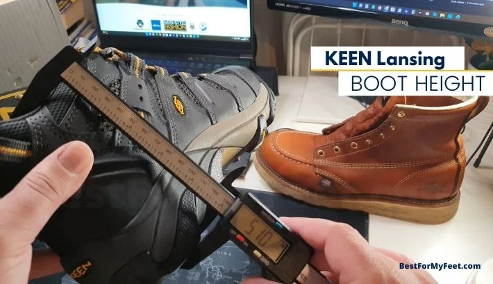 the KEEN Lansing steel toe work boot is about 5.10 inches tall.