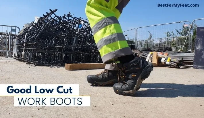 this is me wearing a pair of steel toe low cut work boots from KEEN.