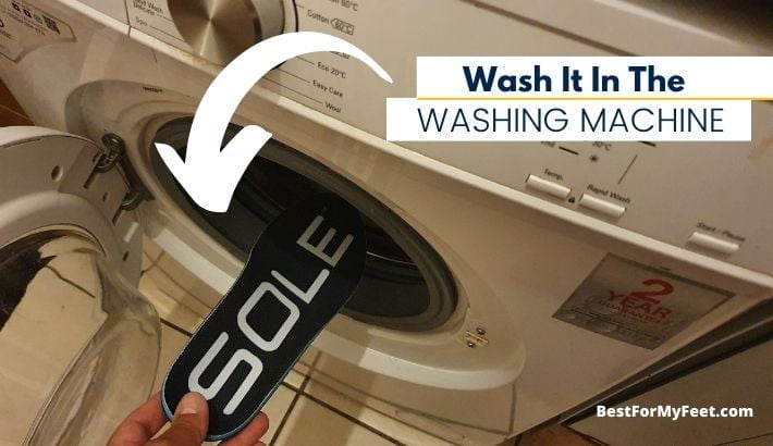placing my SOLE Active insole in the washing machine.