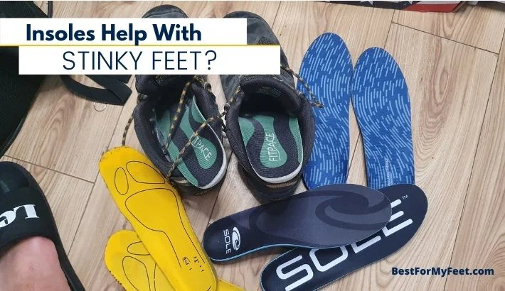 showing the multiple insoles I wear with work boots in order to avoid stinky feet.