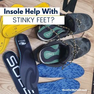 showing the multiple insoles I wear with work boots in order to avoid stinky feet.