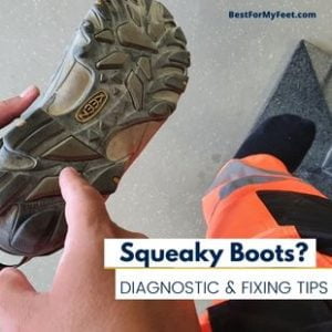 showing where the squeak in my boots is coming from. My KEEN work boots squeak from the bottom of the sole when I walk on smooth surfaces.