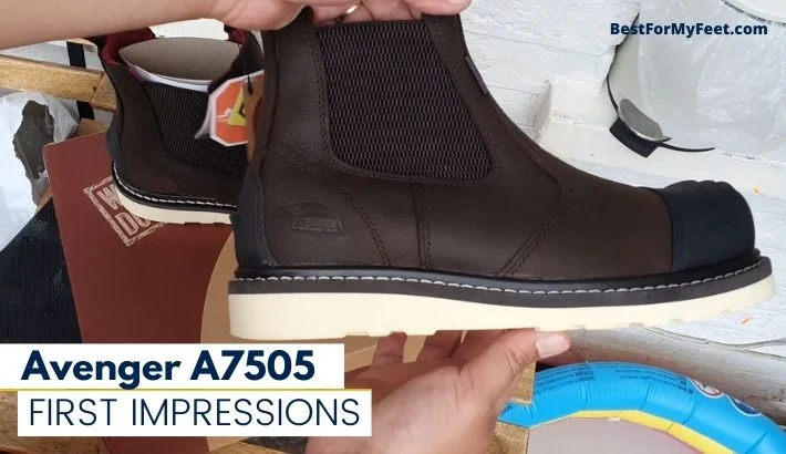 gathering my first impressions of these Avenger wedged sole slip on work boots