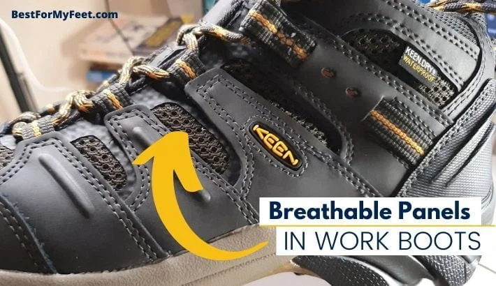 work boots with breathable panels which help sweat less in work boots.