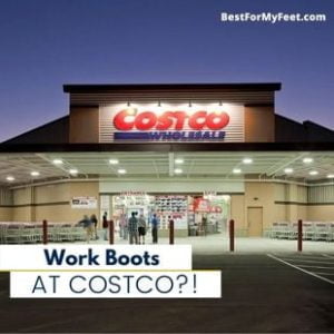 the entrance of a Costco Wholesale store that might sell work boots