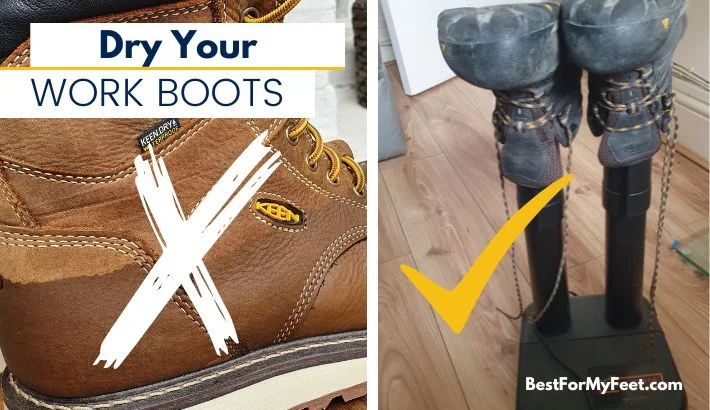 before deodorizing your work boots make sure they're dry