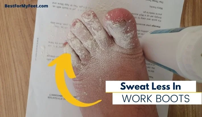 applying some talcum powder on my feet in order to reduce sweat in my work boots.
