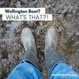 wearing a pair of Wellington boots