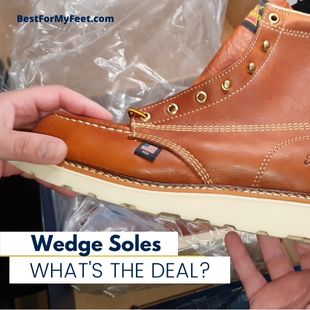 showing my new pair of wedge sole work boots.