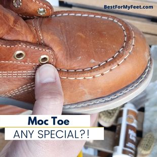 here's what a moc toe boot looks like and we'll discuss what's the point of this style of toe box.