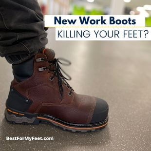 wearing my new work boots and they hurt my feet a little bit