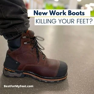 wearing my new work boots and they hurt my feet a little bit