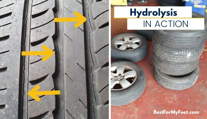 an example of what hydrolysis can do to your rubber tyres or footwear soles