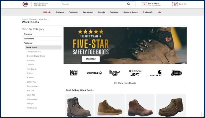 workboots.com is an online store where you can buy safety toe work boots in the US.