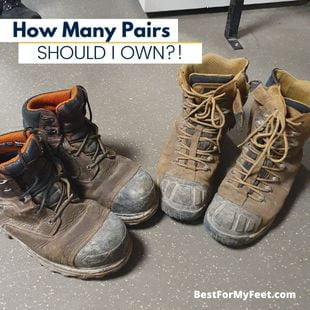 an image of my 2 pair of work boots plus another one I'm wearing in the background. and my question is How many pairs of work boots should I have?