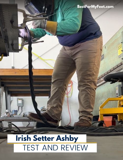 reviewing my new Irish Setter Ashby work boots at my day job in a welding shop.