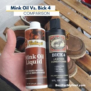 comparing mink oil to Bick 4 leather conditioner on my own leather work boots
