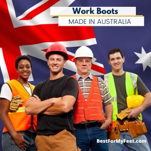 a group of workers from Australia wearing Australian made work boots.